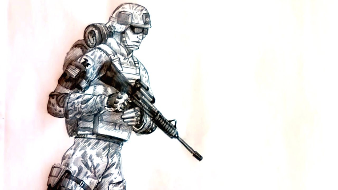 1280x720 How To Draw A Soldier Step By Step