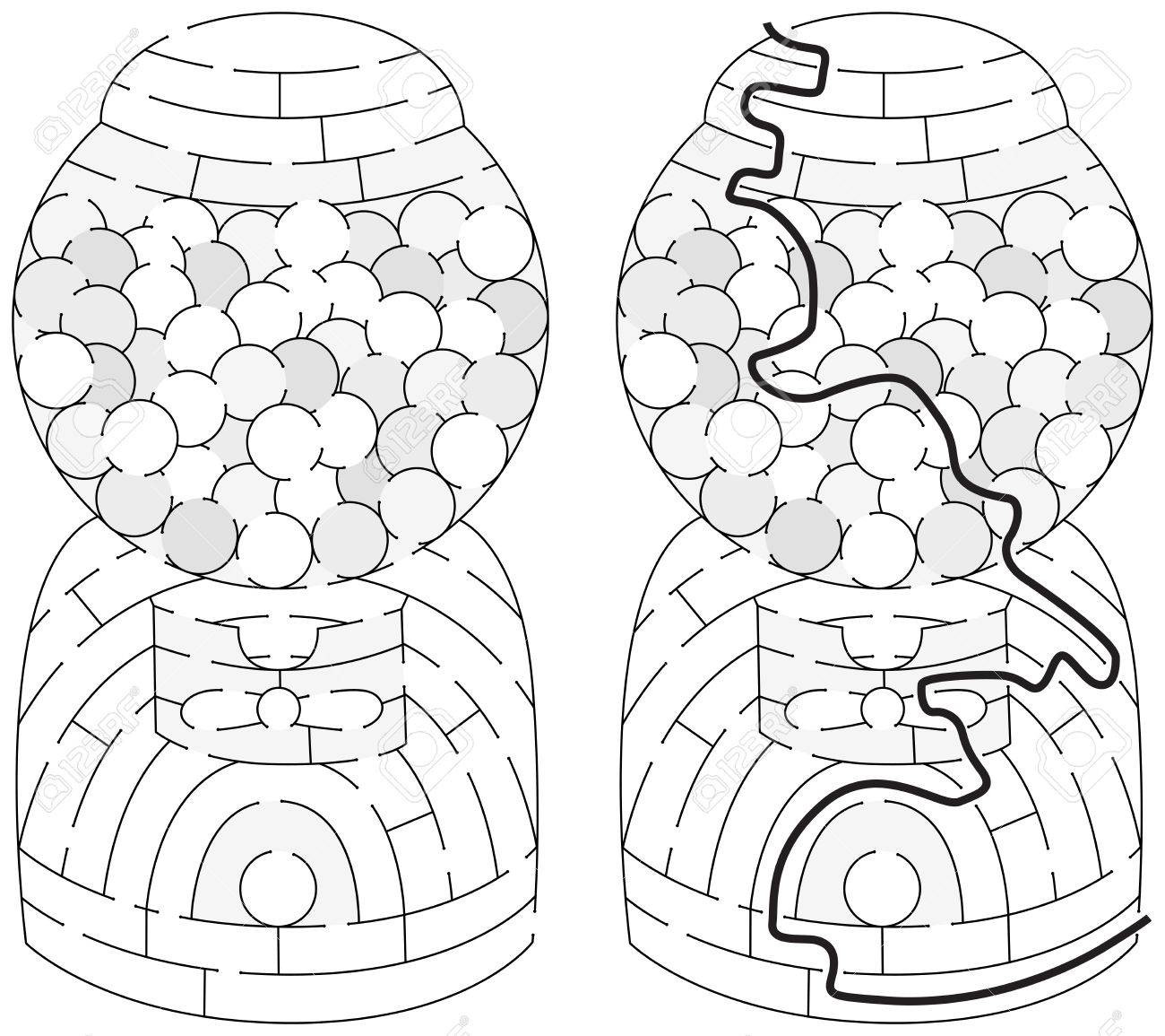 1300x1155 Easy Gumball Machine Maze For Younger Kids With A Solution