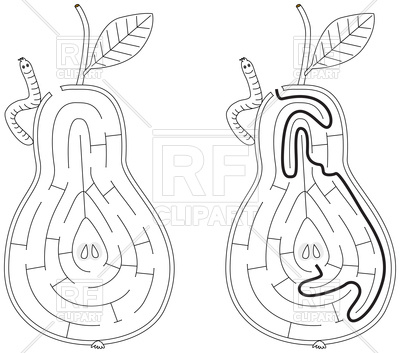 400x353 Easy Pear Maze For Kids With Solution Vector Image Vector