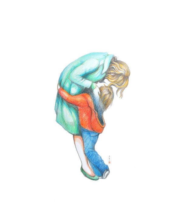 570x734 Mom Hugging Little Son Drawing By Artandspirits On Etsy Others