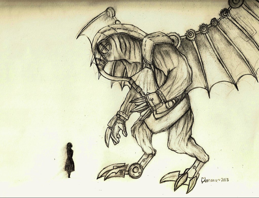 1022x781 Bioshock Infinite Songbird Sketch By V0xic