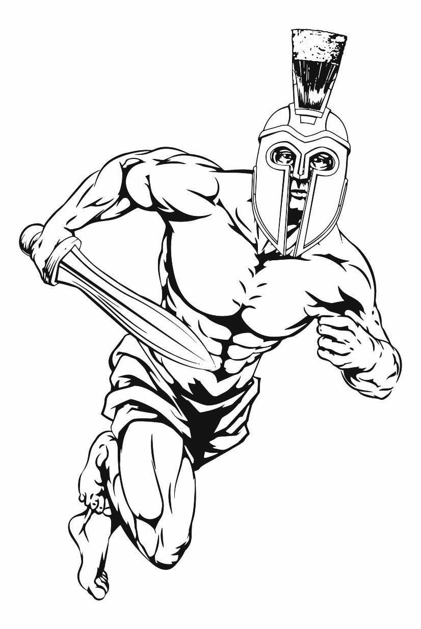 826x1235 Spartan Soldier Profile Printable Image Illustration Sketch