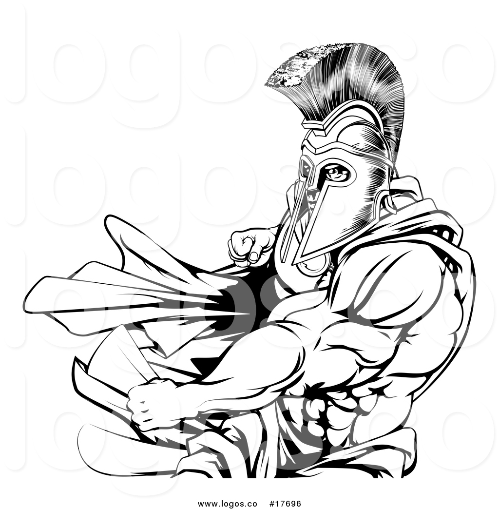 1024x1044 Vector Logo Of A Angry Black And White Strong Spartan Warrior