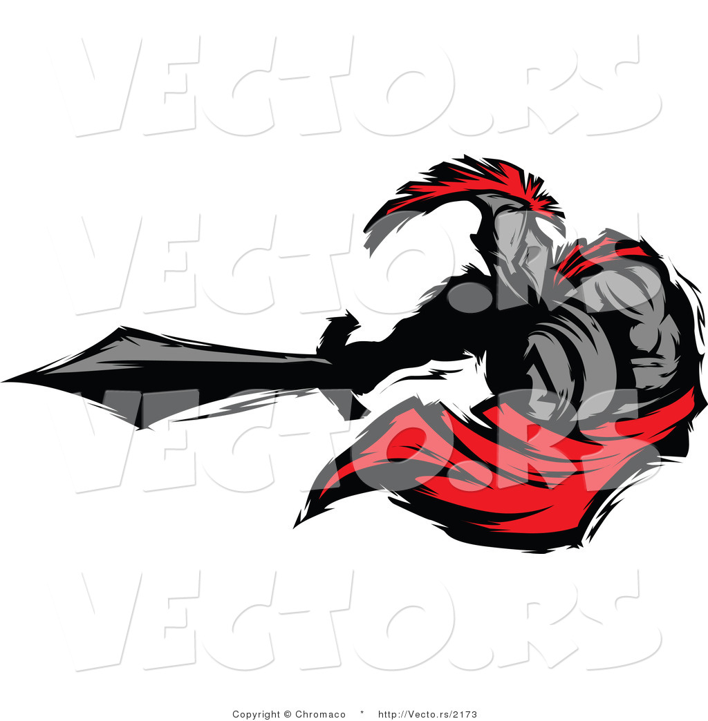 1024x1044 Vector Of Roman Cartoon Spartan Warrior Lunging Outwards