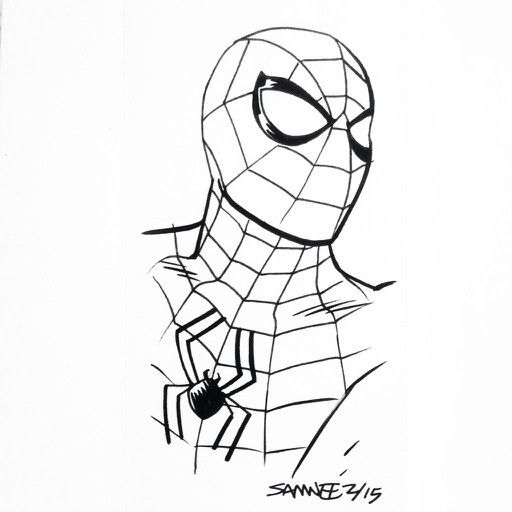 512x512 Spider Man Black And White Drawing