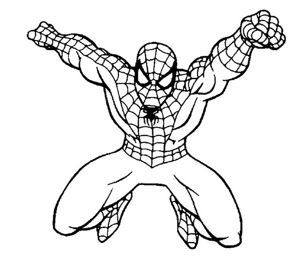 600x543 Spiderman Punching Coloring Page Coloring Sun