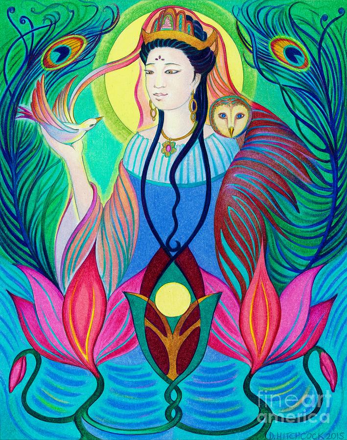 709x900 Spirit Guide Quan Yin Drawing By Debra A Hitchcock