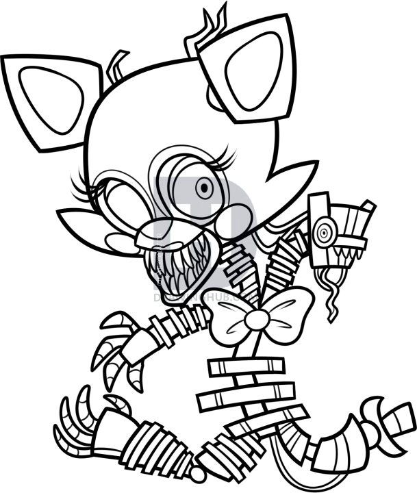 609x720 How To Draw Chibi Mangle From Five Nights At Freddys 2, Step By