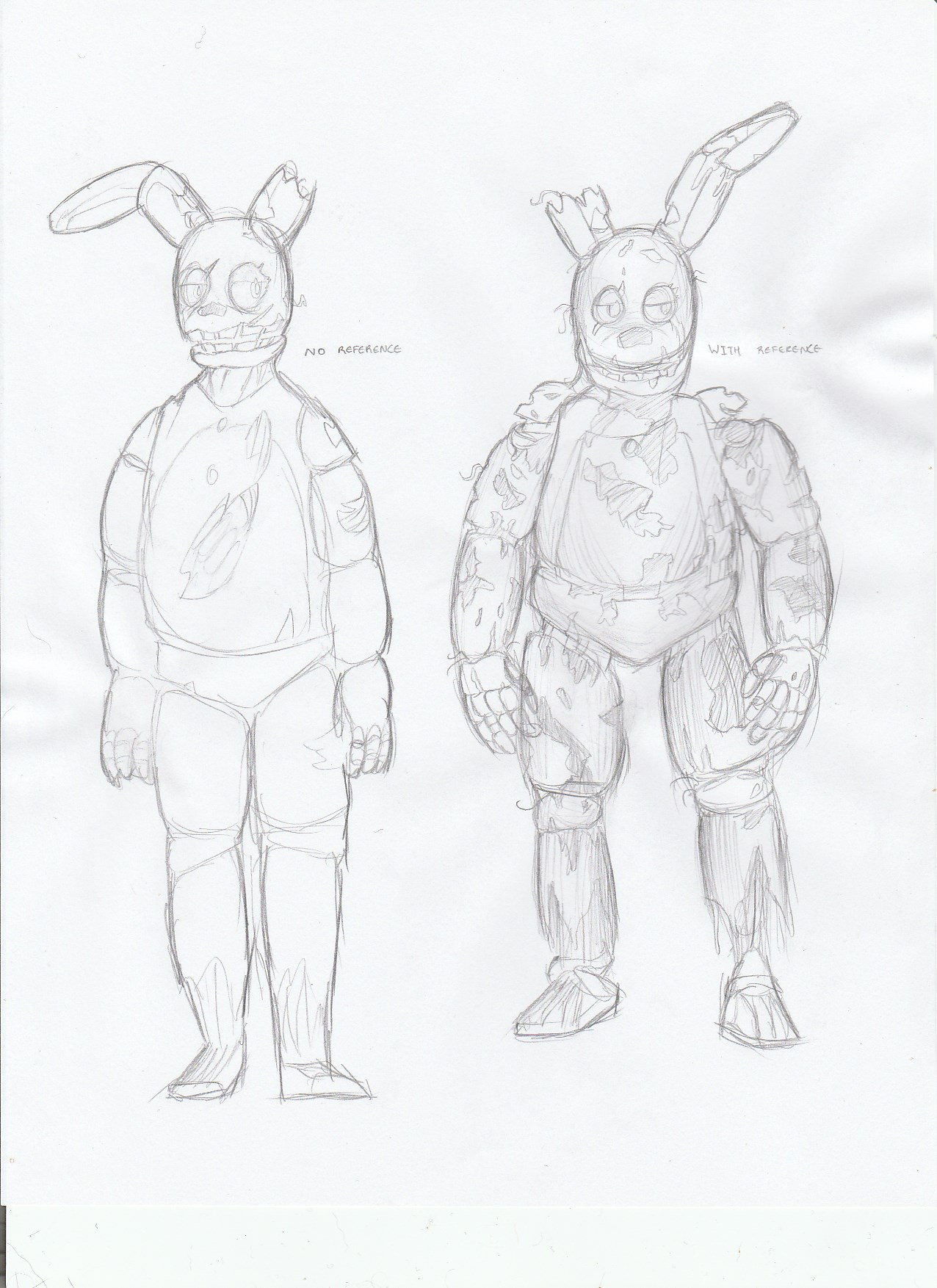 1276x1754 Drawing Springtrap From Memory Vs. With Reference