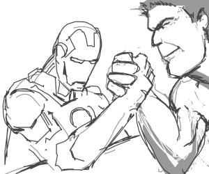 300x250 The Hulk And Ironman Doing Hand Wrestling