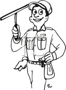 219x300 Clip Art Image Coloring Page Of A Window Washer Holding A Spray