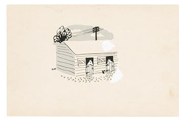 350x234 Two Horses In A Stable. Drawing For The New Yorker. Signed Garth