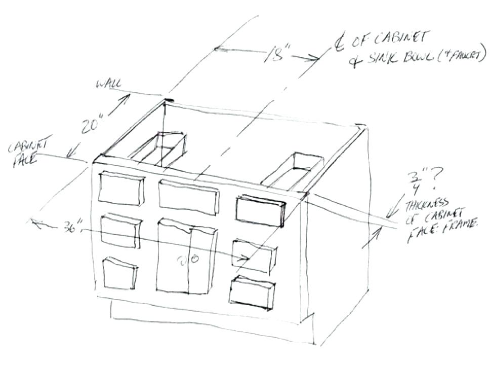 970x728 Standard Kitchen Counter Depth Cabinet Dimensions Drawing