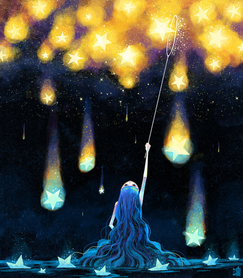 500x571 Drawing Illustration Art Girl Light Painting My Art Night Stars My