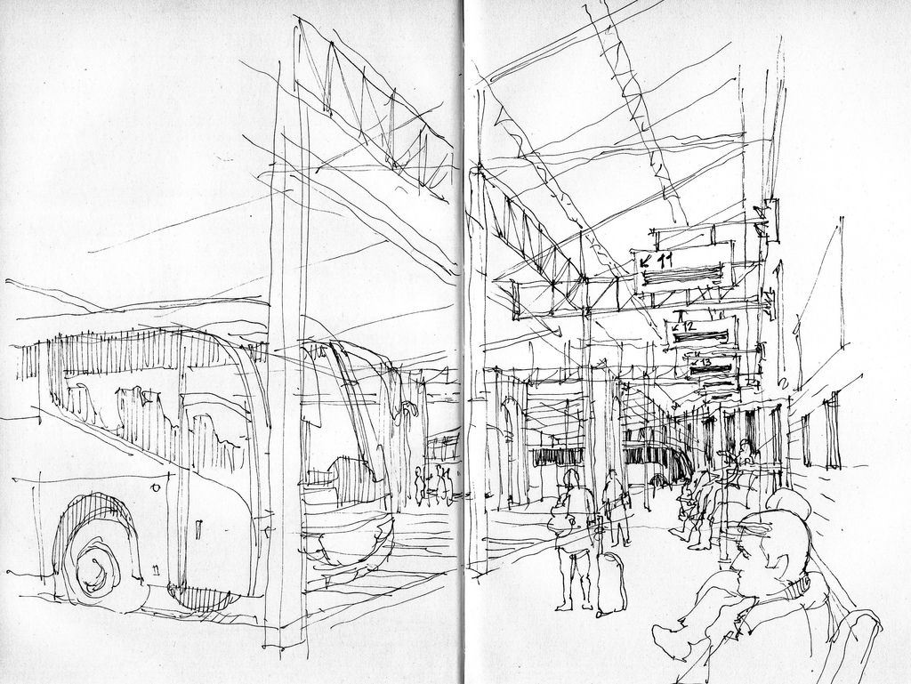 1024x769 Bus Station Bus Station, Sketches And Sketch