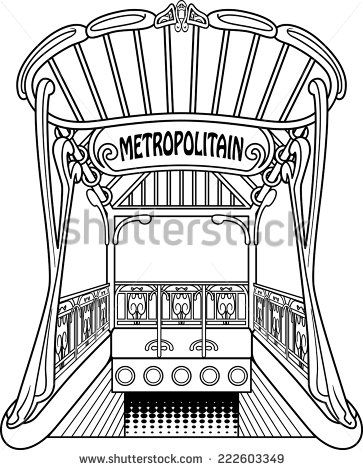 363x470 Line Drawing Paris Metro Station