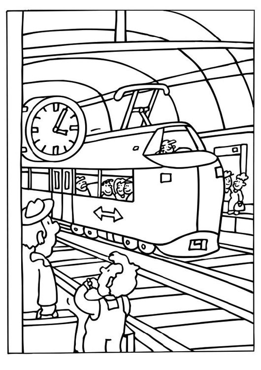 530x750 Coloring Page Train Station
