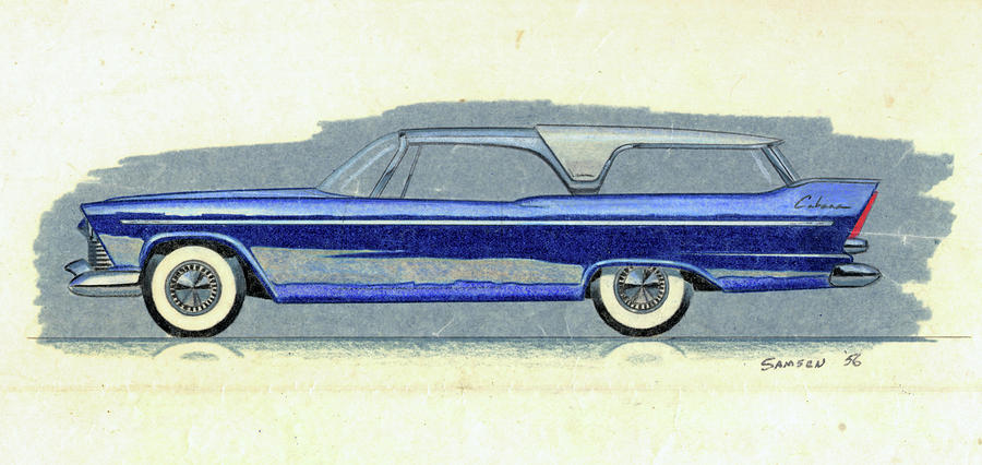 900x426 1957 Plymouth Cabana Station Wagon Styling Design Concept Sketch