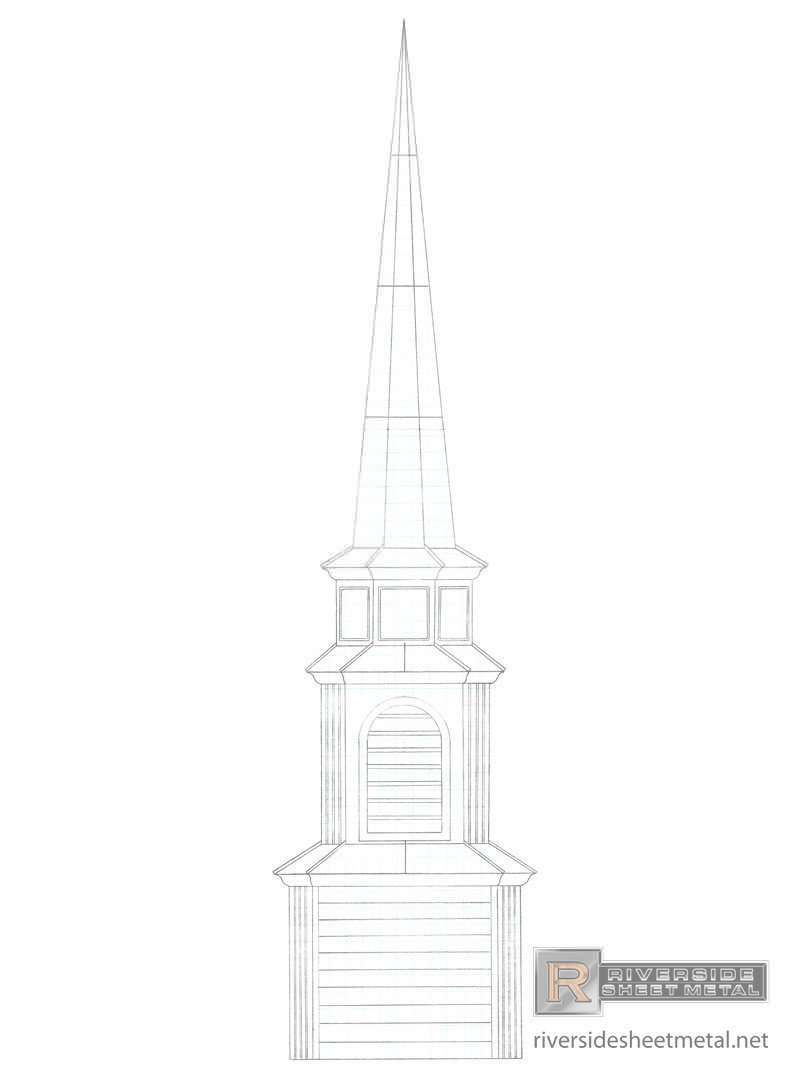 810x1080 Lead Coated Copper Steeple With Weathervane