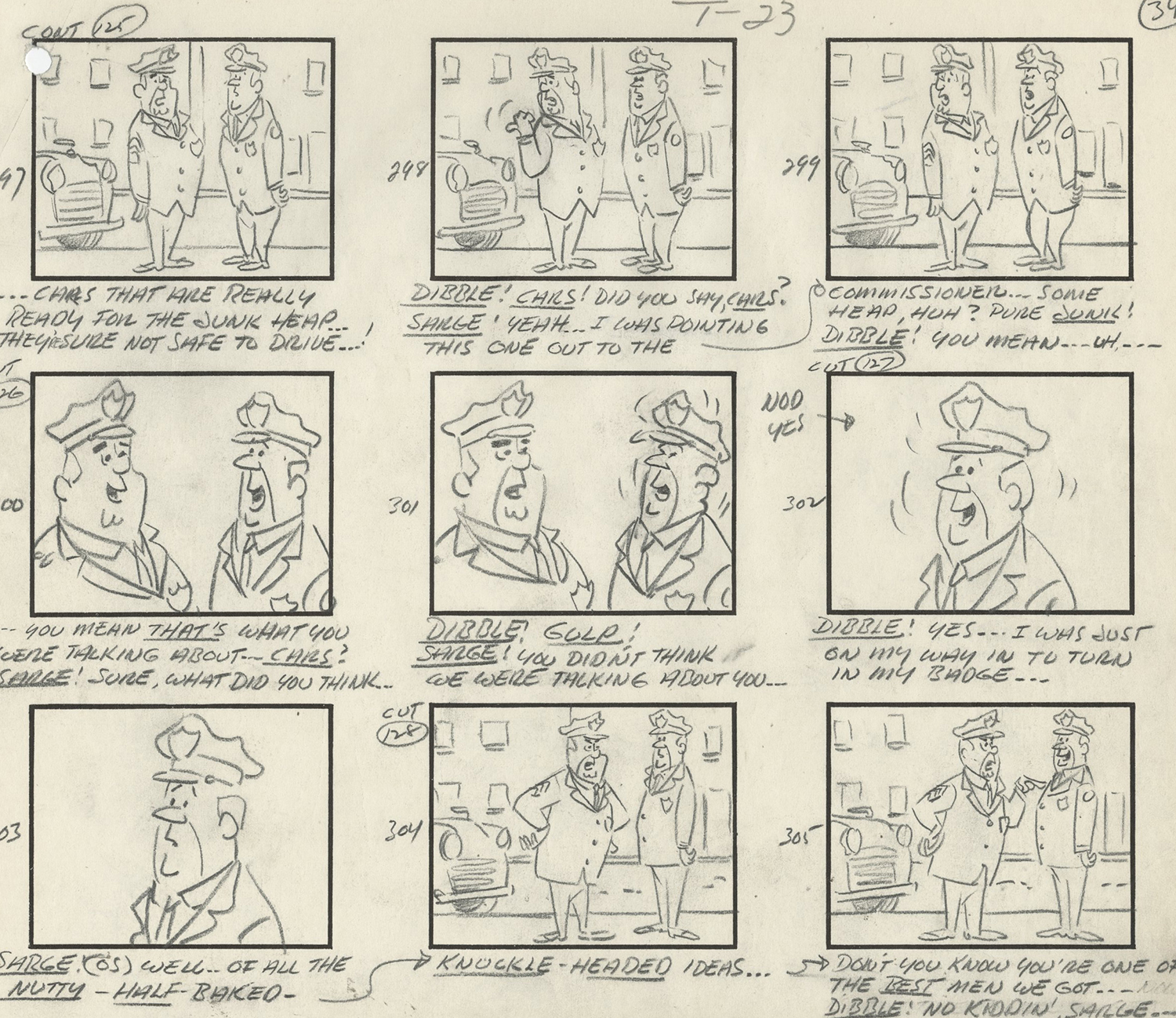 1500x1298 Top Cat Storyboard Drawing