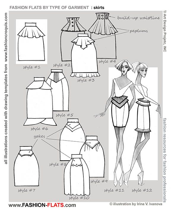 576x720 Fashion Drawing Straight Skirt With Peplum And Other Variations