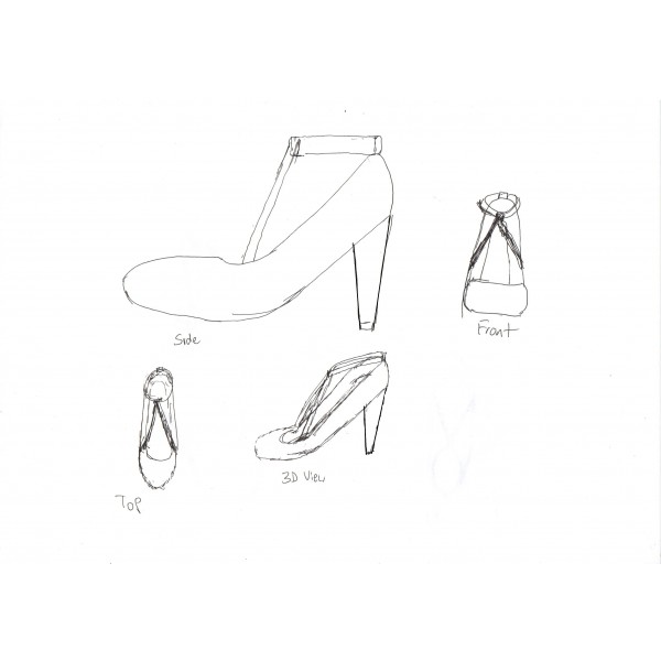 600x600 Black Ankle V Strap Heels Cone Heel Pumps For Date, Anniversary