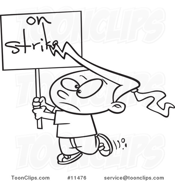 581x600 Cartoon Line Drawing Of A Girl On Strike
