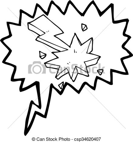 438x470 Freehand Drawn Speech Bubble Cartoon Lighting Strike Symbol Vector
