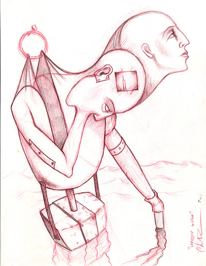 695x900 Struggle Within Drawing By Chris Bradley