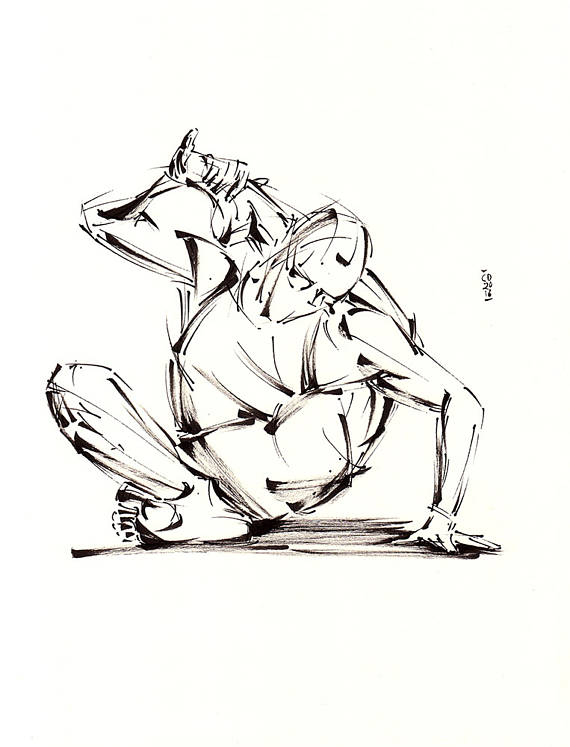 570x747 Yoga Art Original Color Drawing On Paper Leg