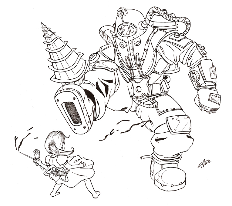 765x680 Bioshock Little Sister Vs Subject Delta Black By G Antik