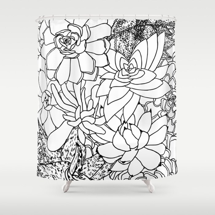 700x700 Succulent Line Drawing Shower Curtain By Christianalois Society6