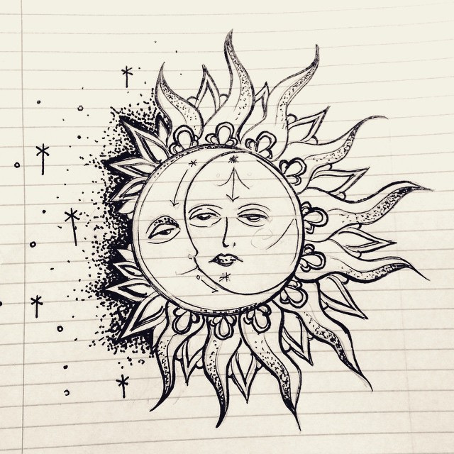 Sun And Moon Drawing Black And White at GetDrawings | Free download