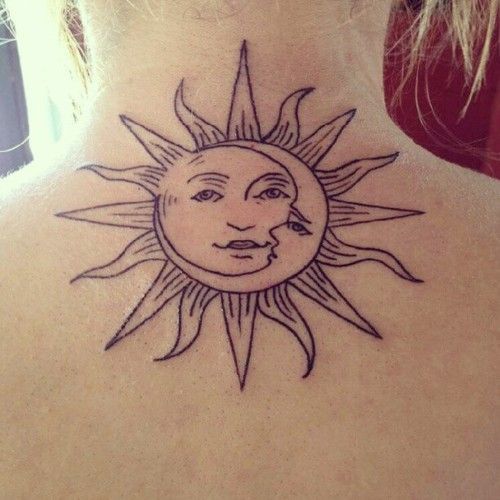 500x500 Sun Amp Moon Tattoo On Back Tattoos Amp Piercings Moon