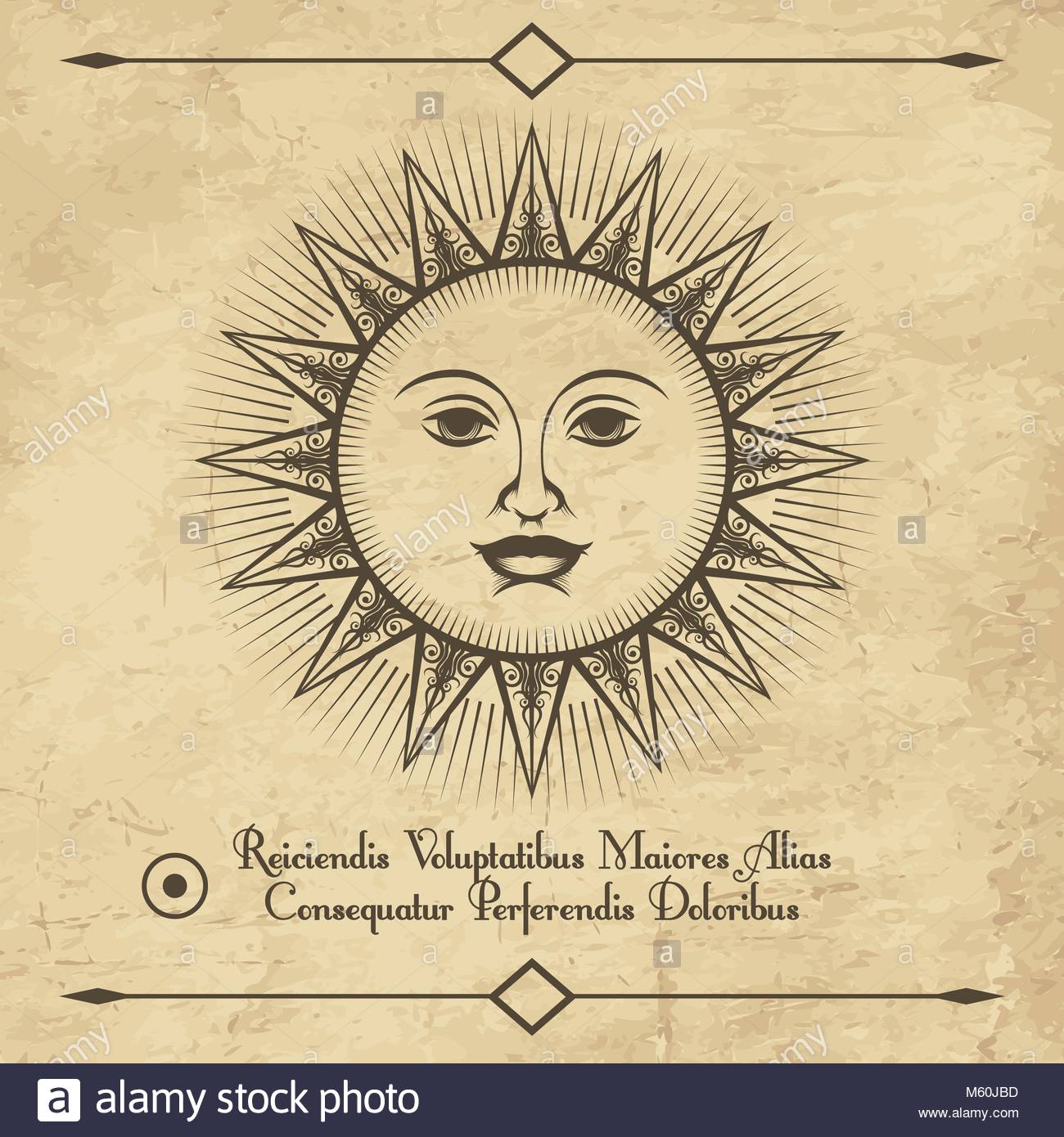 1300x1390 Sun Retro Emblem. Vintage Antique Drawing Sun Face Sketch, Old