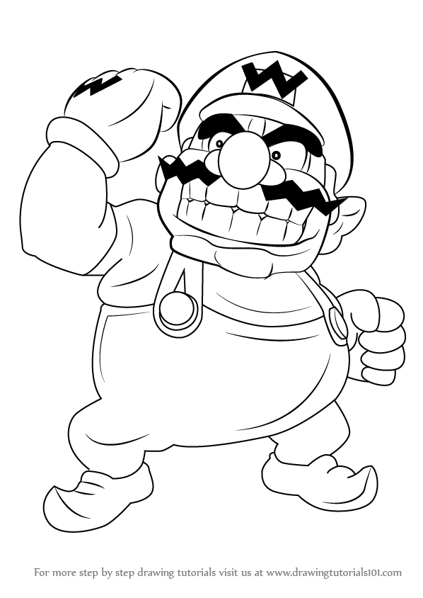 598x844 Learn How To Draw Wario From Super Mario (Super Mario) Step By