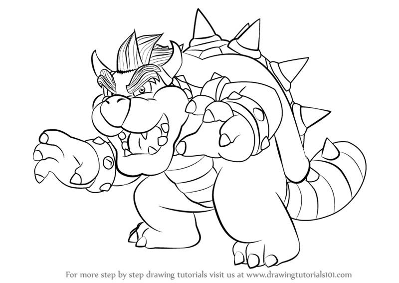 800x567 Learn How To Draw Bowser From Super Mario (Super Mario) Step By