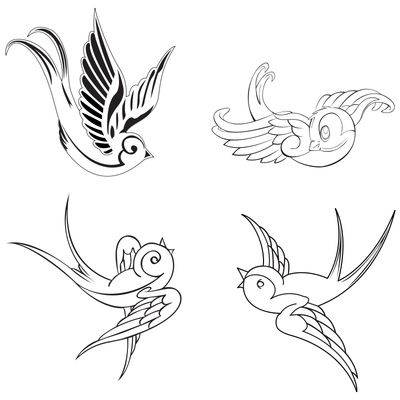 400x400 4 Swallow Bird Tattoo Designs Outline Stencils Just Free Image