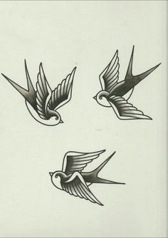 236x334 Swallows With Black Shading Completed Tattoos