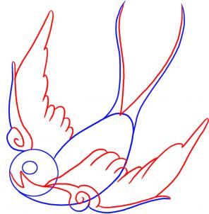 296x302 How To Draw A Swallow Bird Step 2 Art Amp Stuff