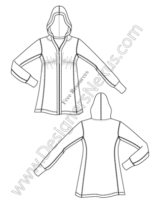 316x409 V3 Knit Hoodie Illustrator Fashion Technical Drawing
