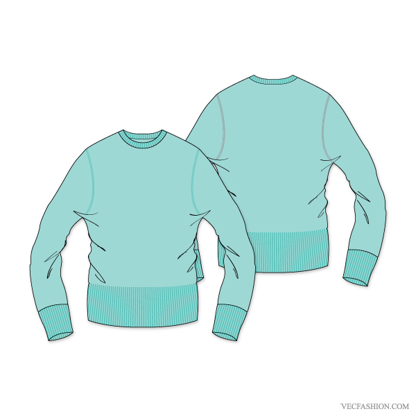 600x600 Women Classic Sweatshirt Pullover Jumper Technical Flats