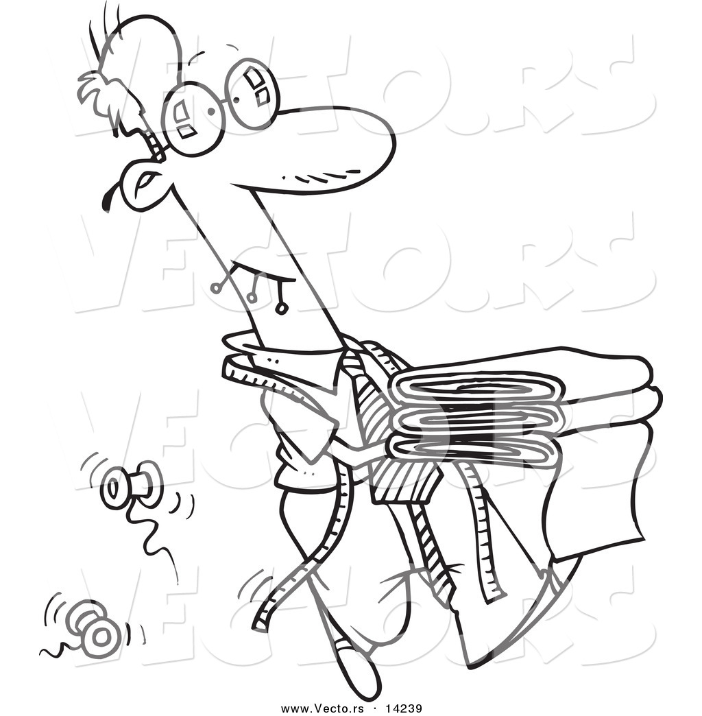 1024x1044 Vector Of A Cartoon Male Tailor Carrying Material