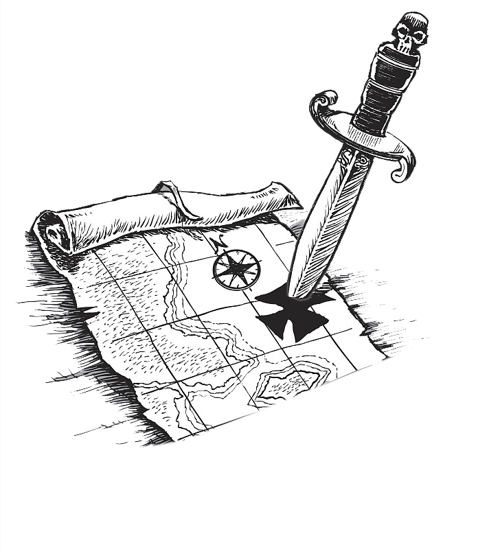 712x800 Piracy Treasure Map Drawing Illustration