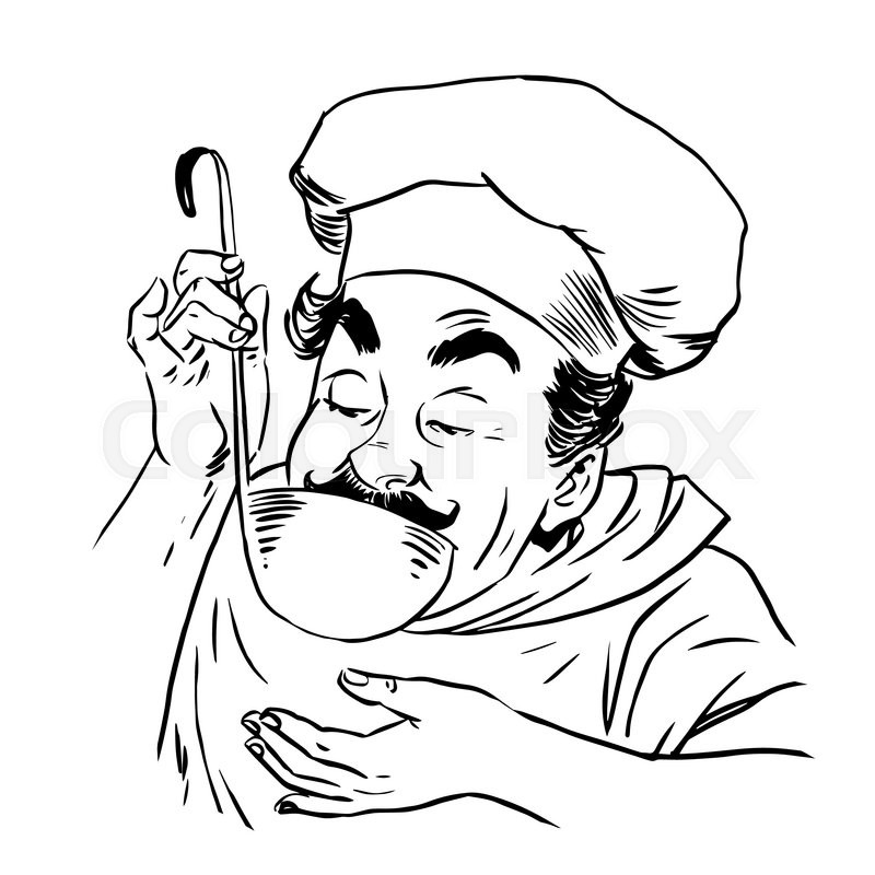 800x800 The Chef Tastes The Food Line Art Retro Vintage Cooking Food