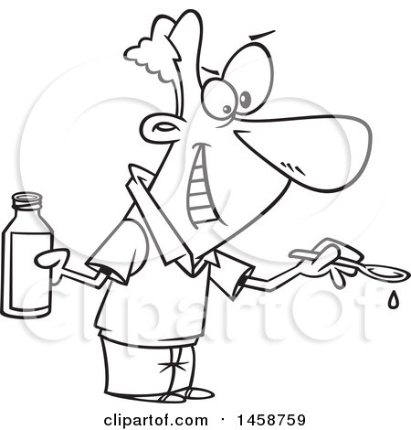 450x470 Clipart Of Cartoon Lineart Man Grinningnd Giving Someone