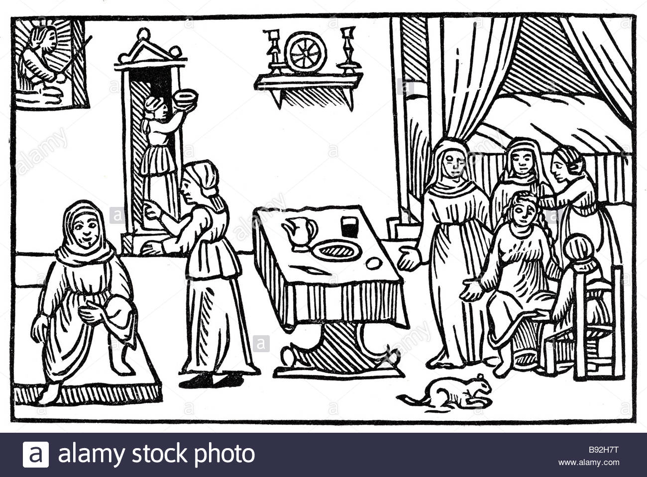 1300x959 Dinner Feast Tavern Family Wood Carving Block Period Dress