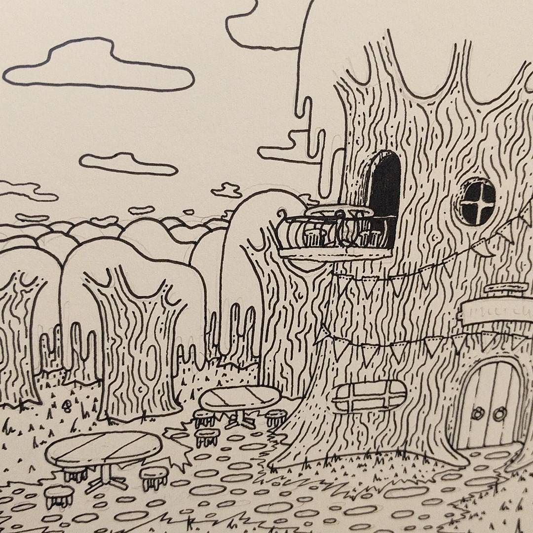 1080x1080 Drawing A Tavern In A Tree!