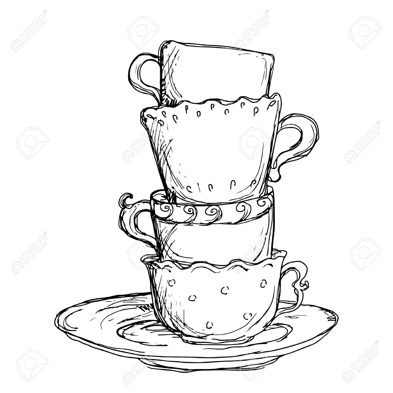 1300x1300 Drawn Teacup Tea Set