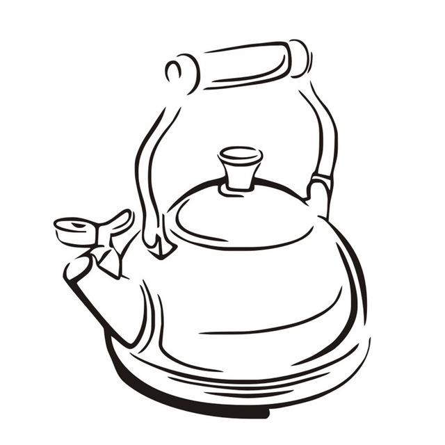 640x640 Tea Time Teapot Vinyl Tile Wall Stickers Wallpaper Kitchen Wall